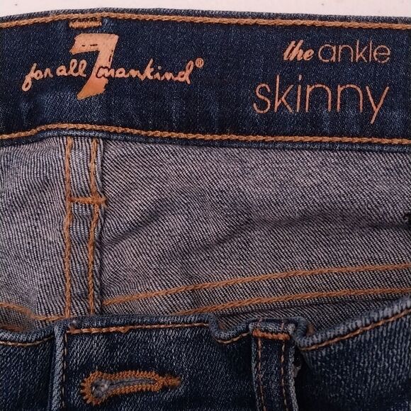 7 FOR ALL MANKIND Womens Size 4 (27) Ankle Skinny Distressed Denim Jeans - Picture 2 of 10